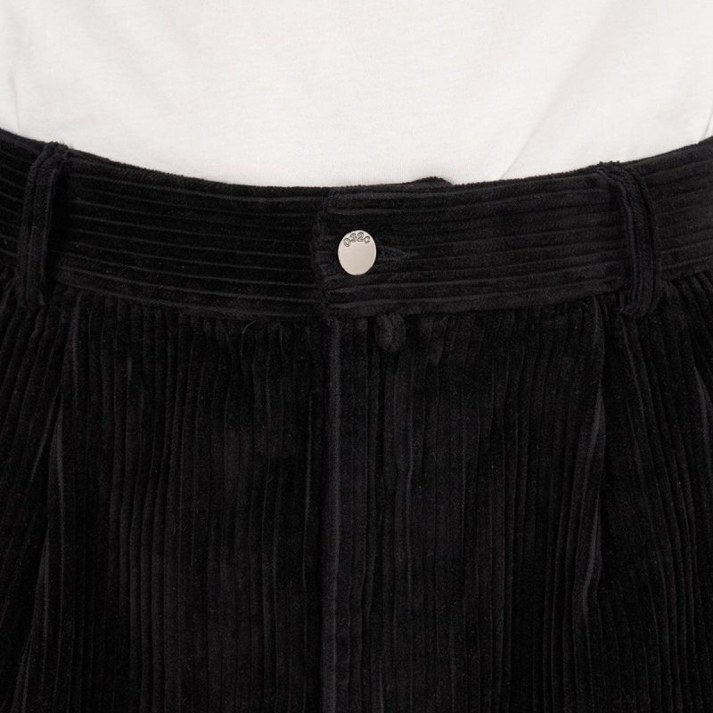 032c pleat front cord pants schwarz 952954