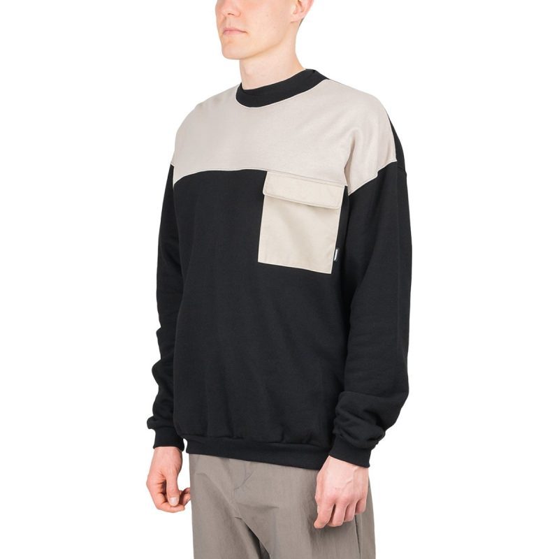 neighborhood yoke c crewneck schwarz cream 401264