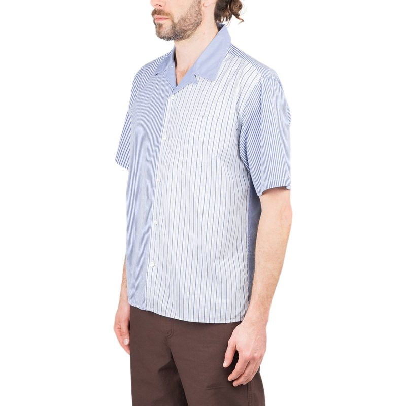 norse projects carsten ss poplin shirt blau weiss 491590