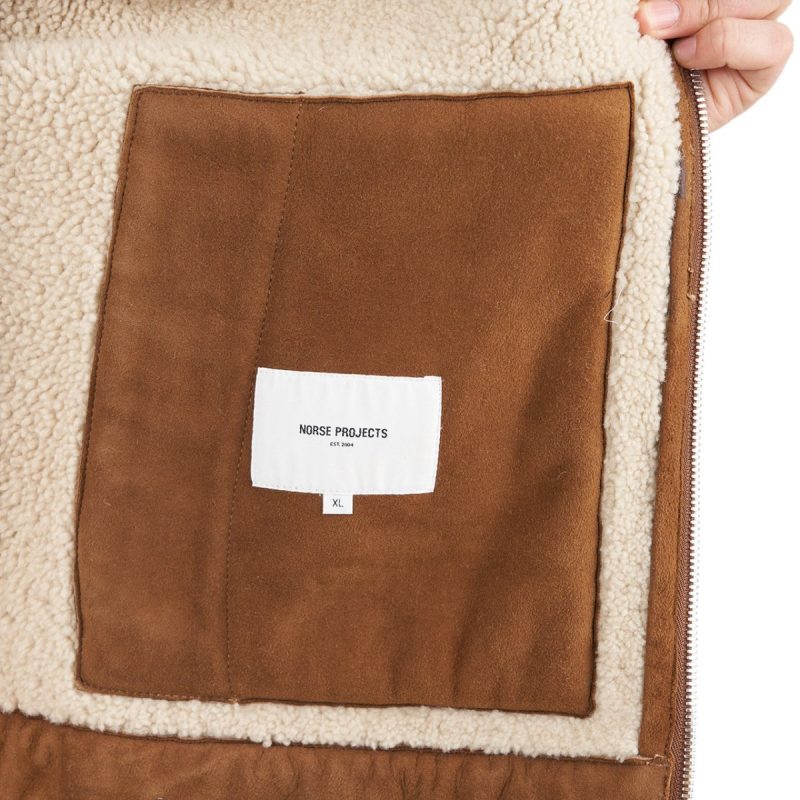 norse projects elliot shearling jacket camel 427559