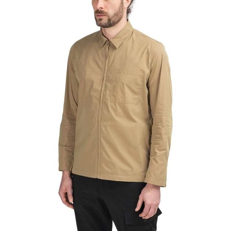 norse projects jens zip packable shirt khaki 431684