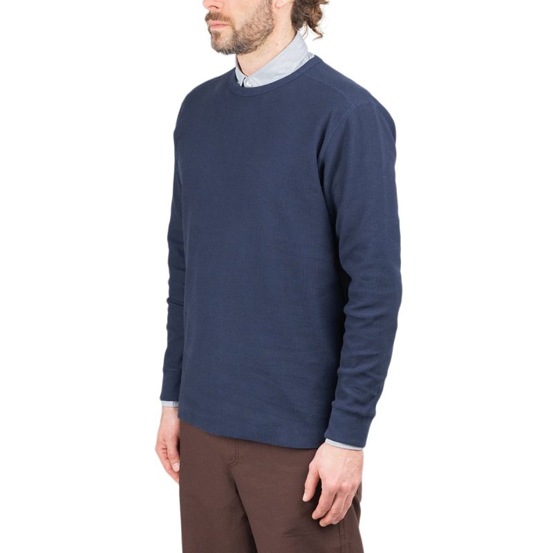 norse projects johannes compact waffle longsleeve navy 431513