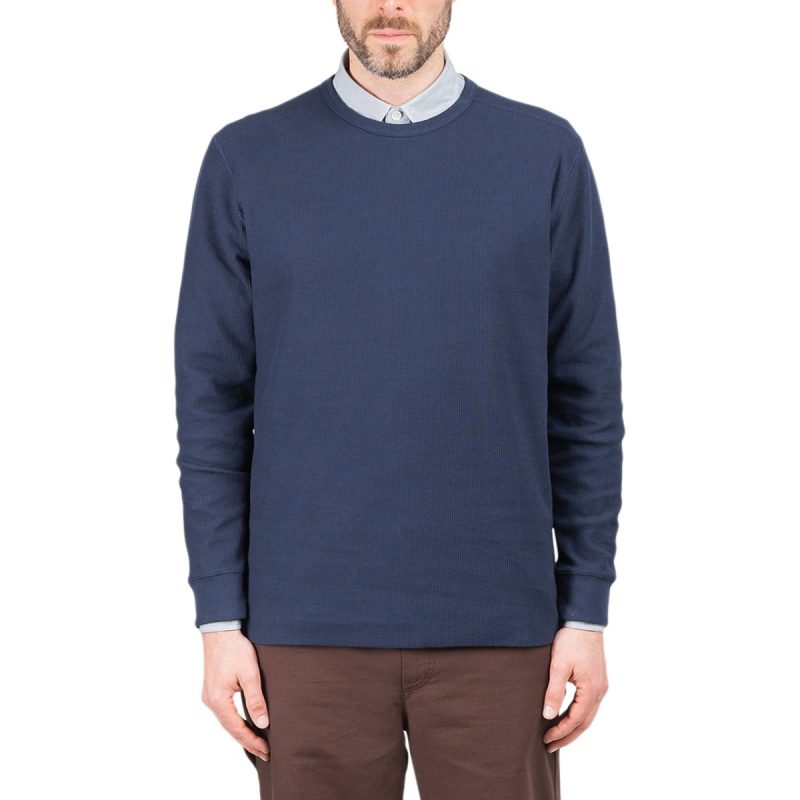 norse projects johannes compact waffle longsleeve navy 927314