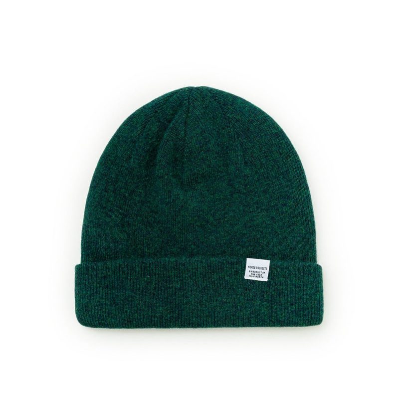 norse projects light wool beanie dunkelgrun 127469