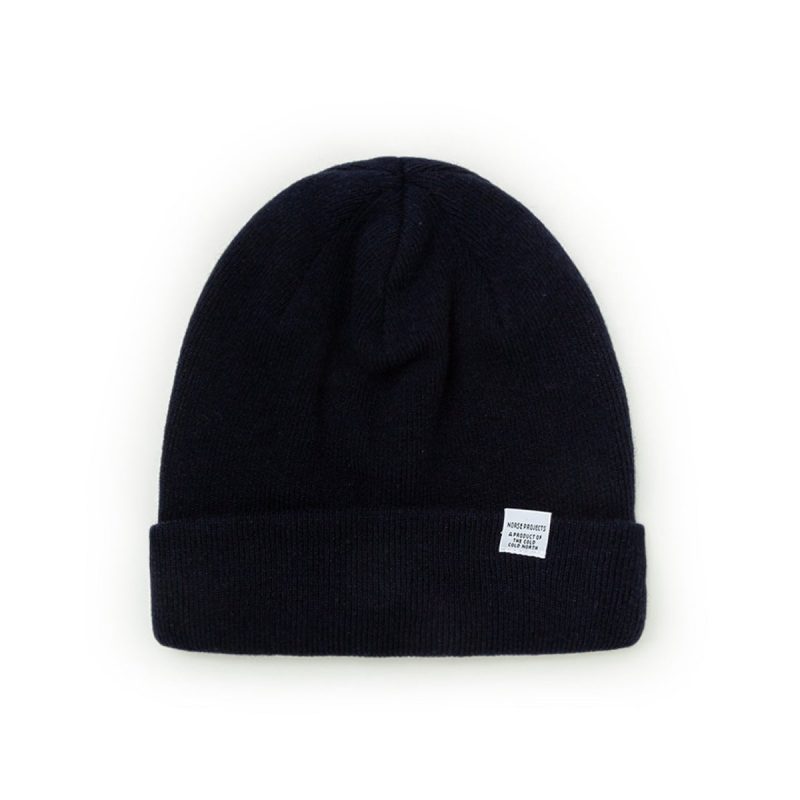 norse projects light wool beanie navy 269005