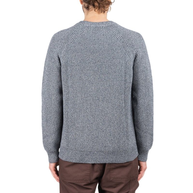 norse projects roald raglan indigo mouline pullover grau 351768