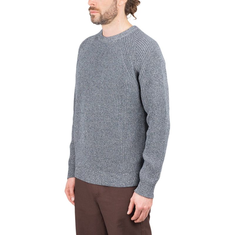 norse projects roald raglan indigo mouline pullover grau 723751