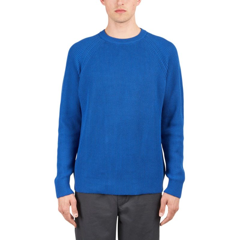 norse projects roald reverse cardigan stitch pullover blau 459980