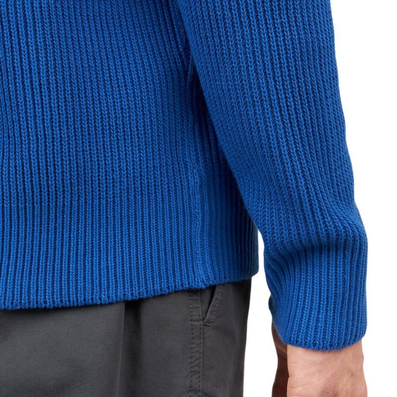 norse projects roald reverse cardigan stitch pullover blau 835041