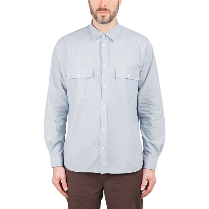 norse projects villads micro stripe shirt hellblau 384451