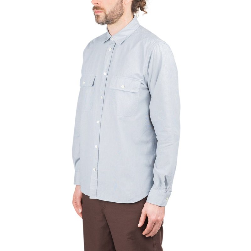 norse projects villads micro stripe shirt hellblau 880471