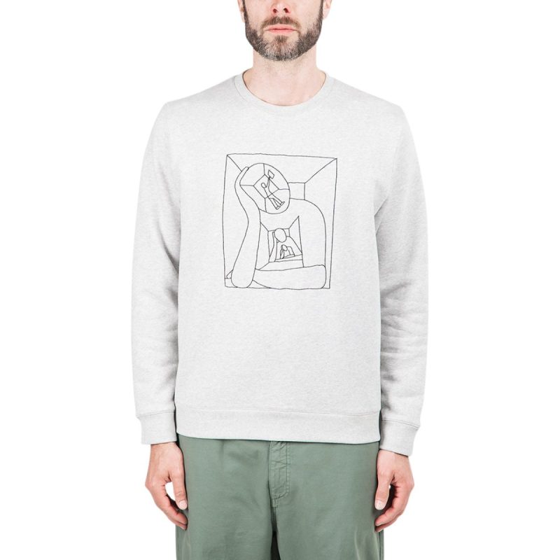 norse projects x geoff mcfetridge vagn boredom logo crewneck hellgrau 213130