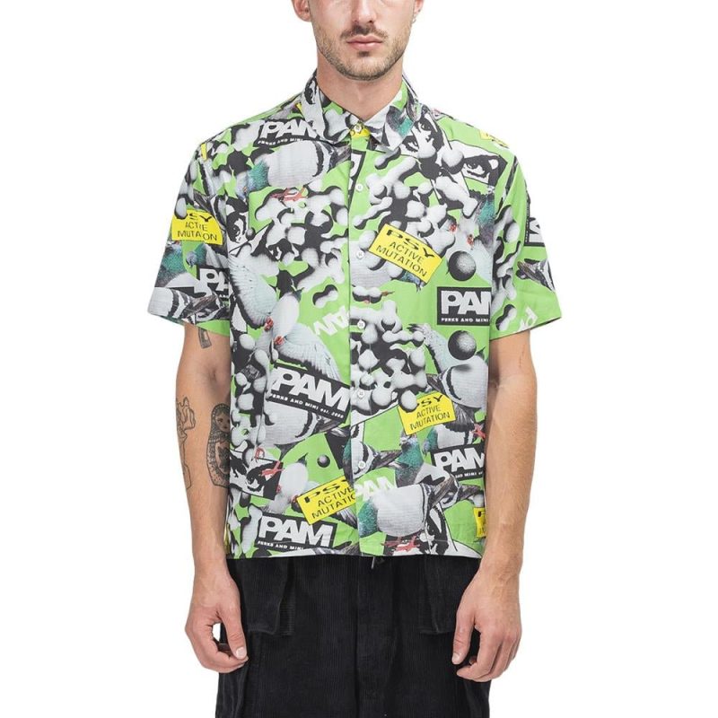 pam collage short sleeve shirt grun 666148