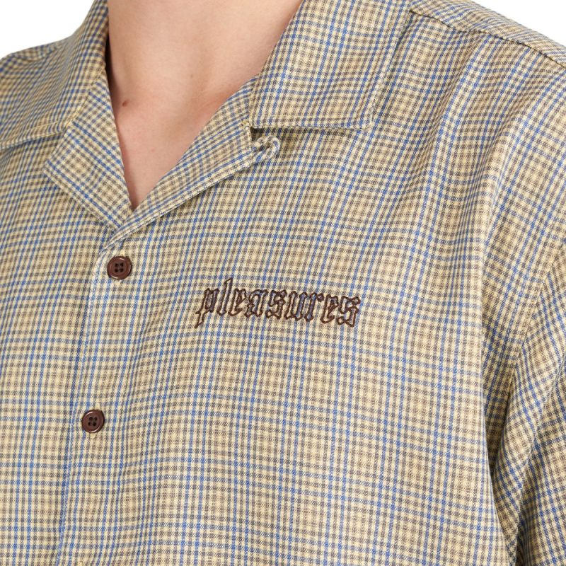 pleasures blessed button down shirt grun 221958