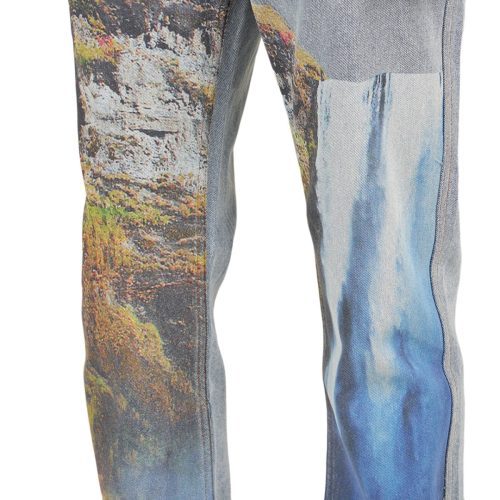 pleasures prelude printed denim pant blau 378419