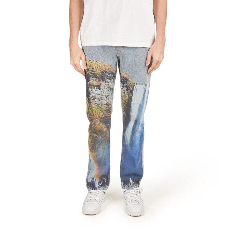 pleasures prelude printed denim pant blau 772394