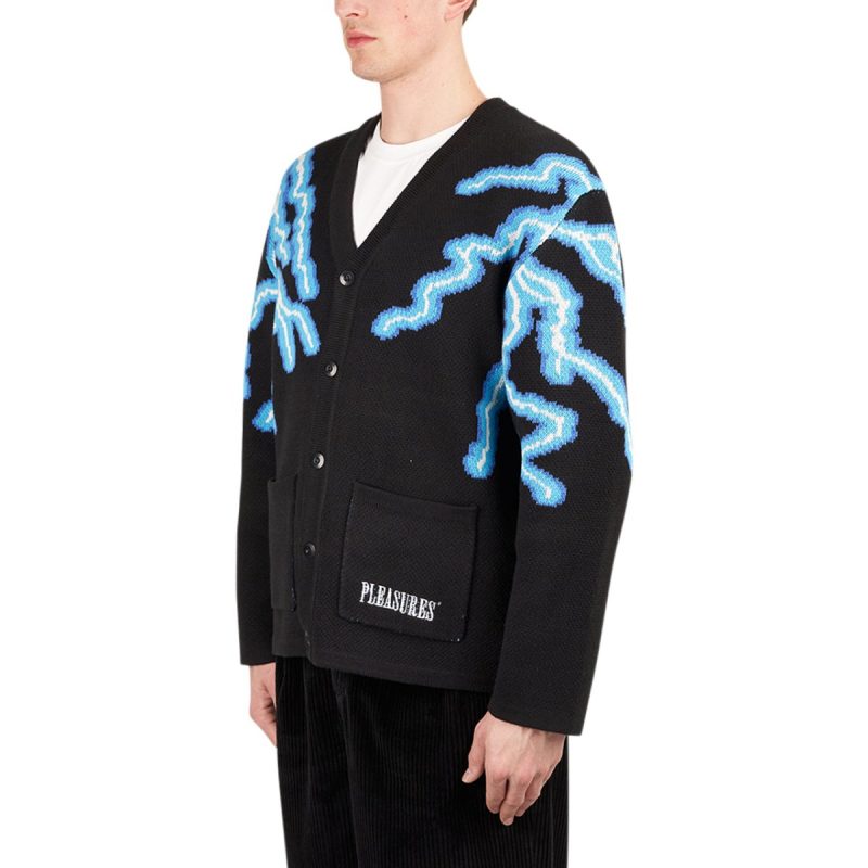 pleasures volt jacquard cardigan schwarz blau 561977