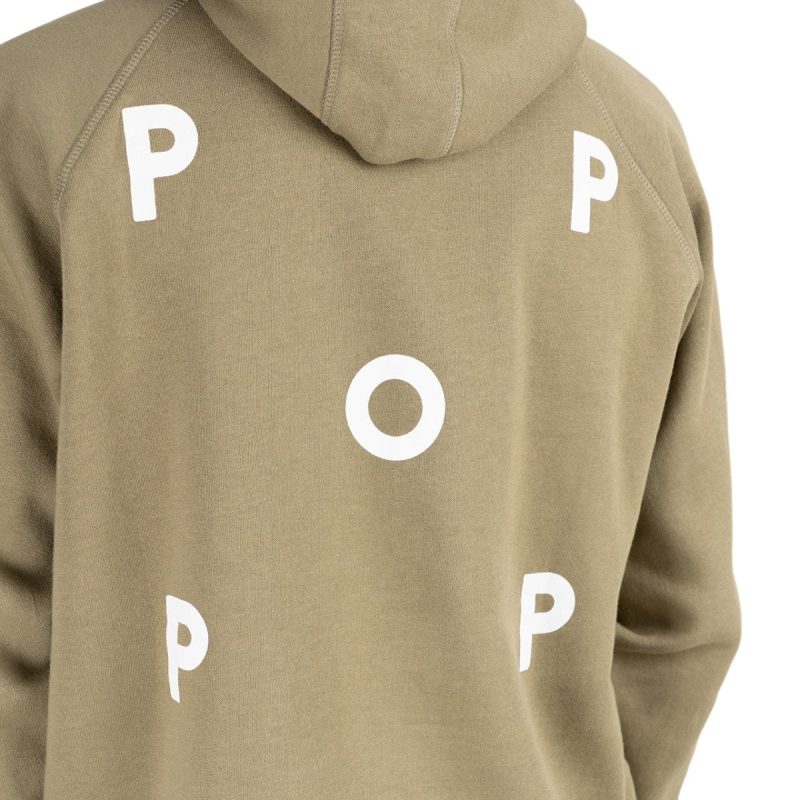 pop trading company logo hooded sweat oliv 529421