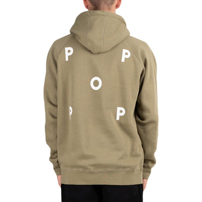 pop trading company logo hooded sweat oliv 916632