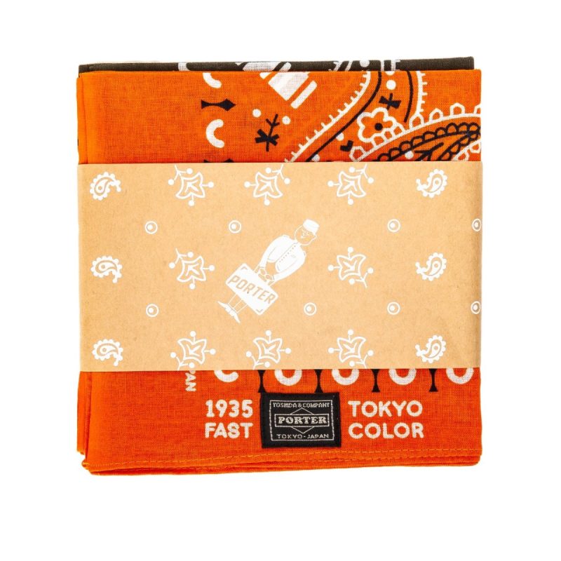 porter by yoshida original bandana orange khaki 590391