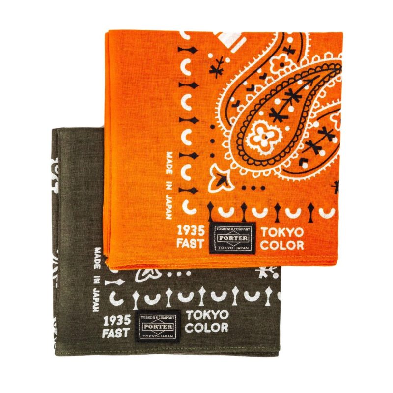 porter by yoshida original bandana orange khaki 725179