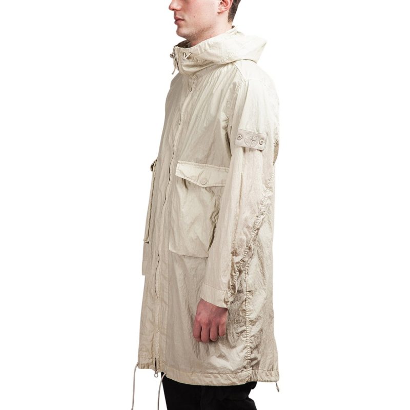 stone island 50 fili resinata parka ghost piece beige 866095