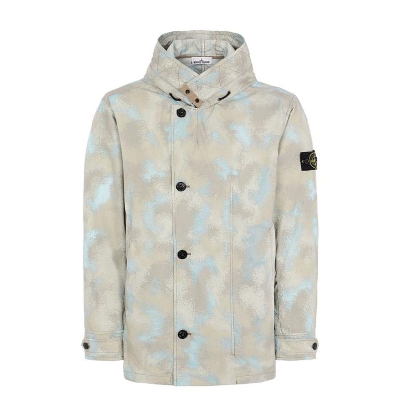 stone island camo devore watro tc jacket beige grau 827381