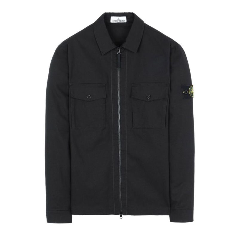 stone island canvas overshirt schwarz 644586