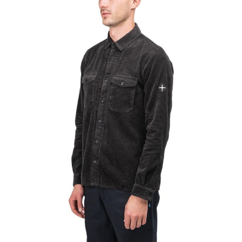 stone island corduroy 2 pocket overshirt dunkelgrau 481895