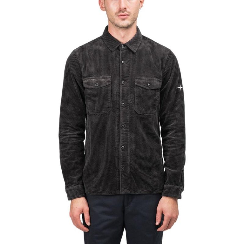 stone island corduroy 2 pocket overshirt dunkelgrau 625255