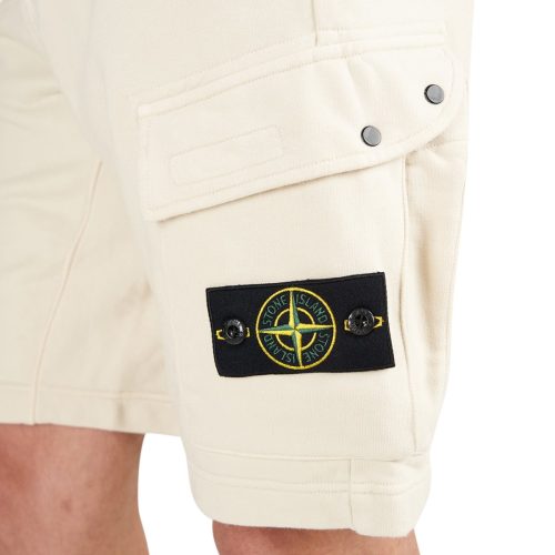 stone island cotton fleece bermuda cargo shorts beige 489798