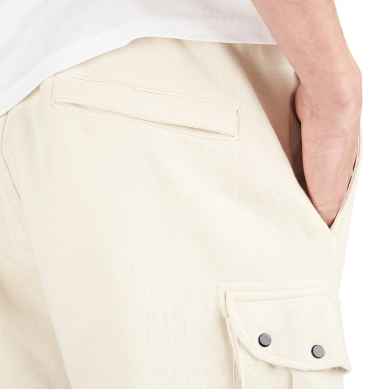 stone island cotton fleece bermuda cargo shorts beige 665529