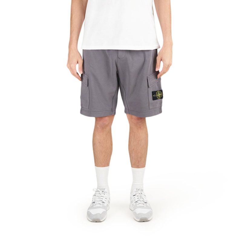 stone island cotton fleece bermuda cargo shorts grau 729616