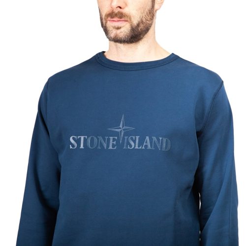 stone island double front crewneck navy 434618