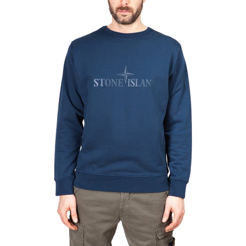 stone island double front crewneck navy 986877