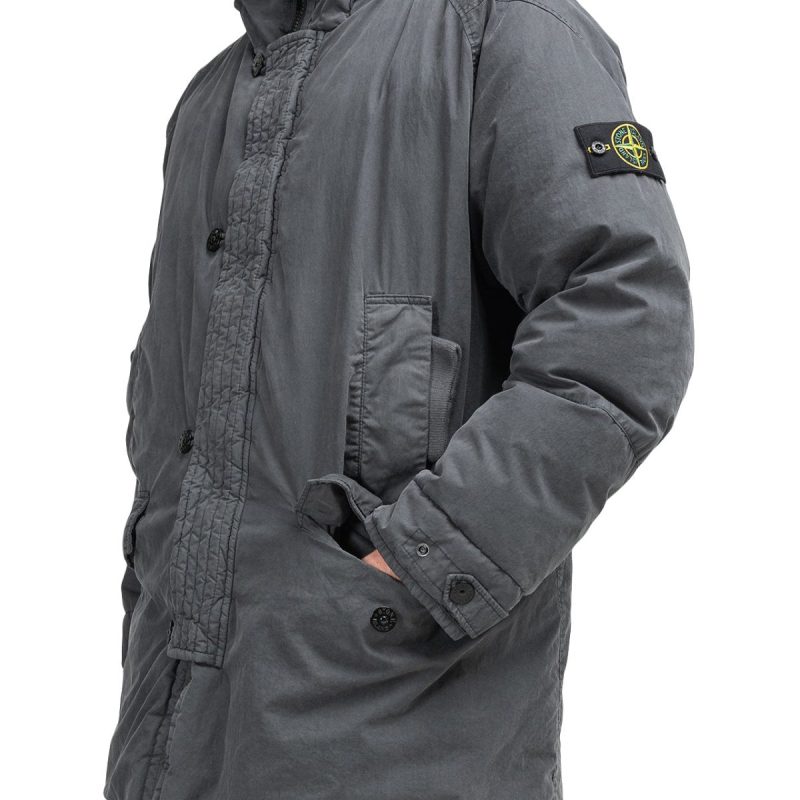 stone island fili resinata down jacket anthrazit 105519