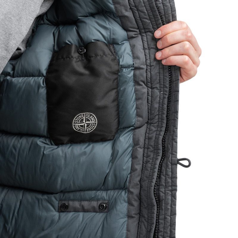 stone island fili resinata down jacket anthrazit 616582