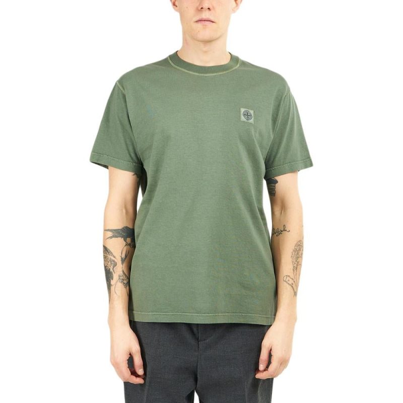 stone island fissato dye treatment t shirt dunkelgrun 748045