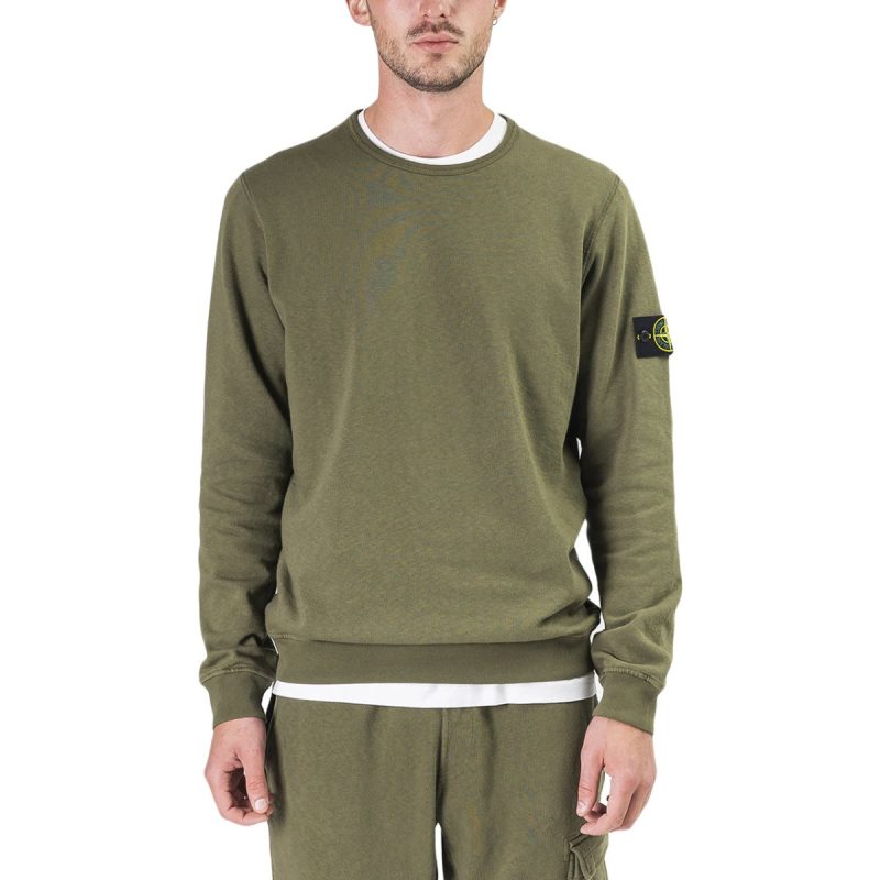 stone island fleece sweat shirt olive 967593