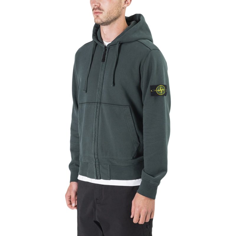 stone island full zip hooded sweat dunkelgrun 271555