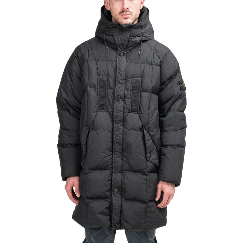 stone island garment dyed crinkle down jacket schwarz 248061