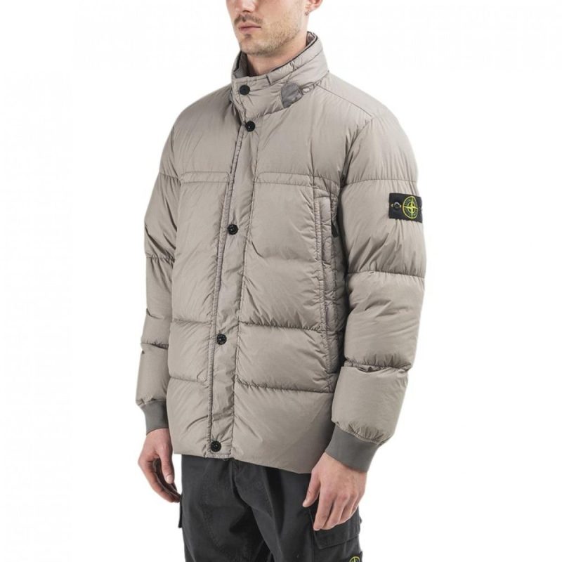 stone island garment dyed crinkle reps down jacket khaki 157673