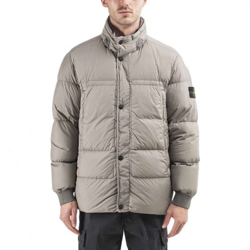 stone island garment dyed crinkle reps down jacket khaki 880380