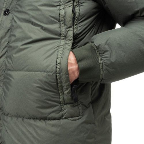 stone island garment dyed crinkle reps down jacket olive 300239