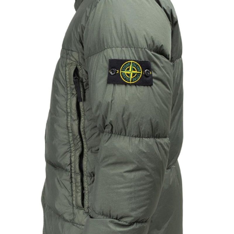 stone island garment dyed crinkle reps down jacket olive 472208