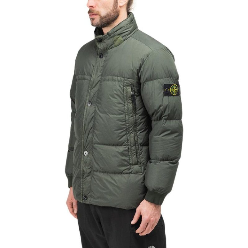 stone island garment dyed crinkle reps down jacket olive 523436