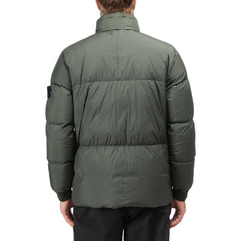 stone island garment dyed crinkle reps down jacket olive 726793