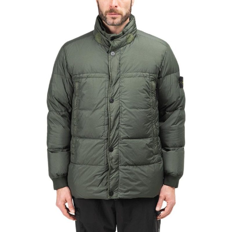 stone island garment dyed crinkle reps down jacket olive 744526