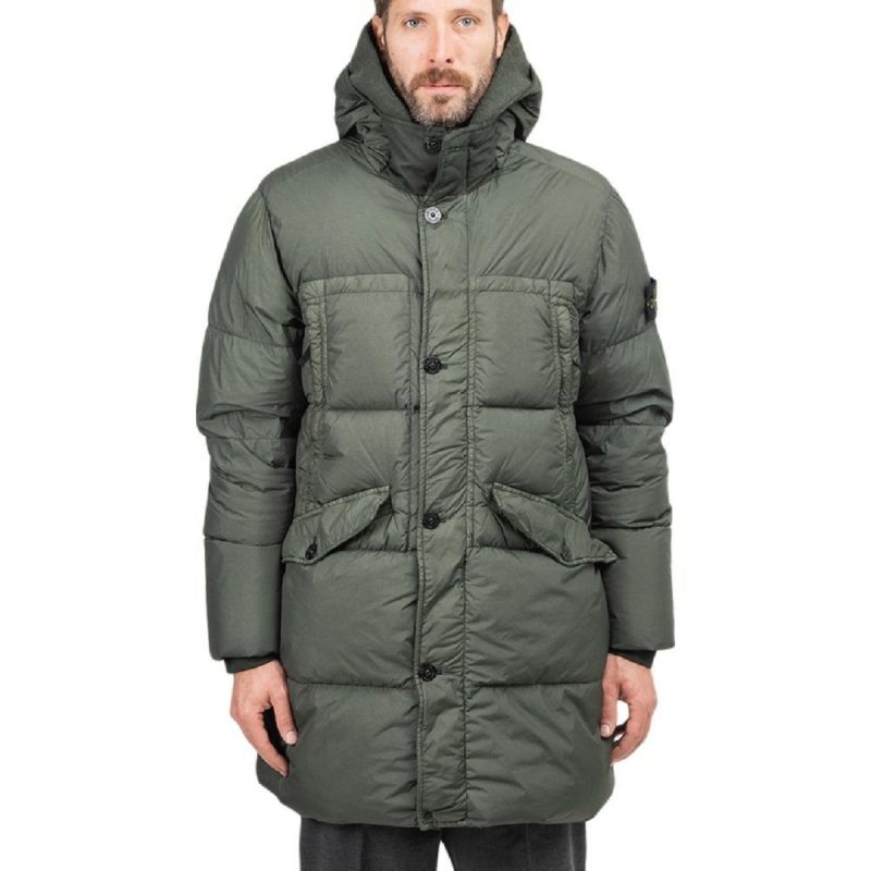 stone island garment dyed crinkle reps ny down jacket dunkelgrun 185659