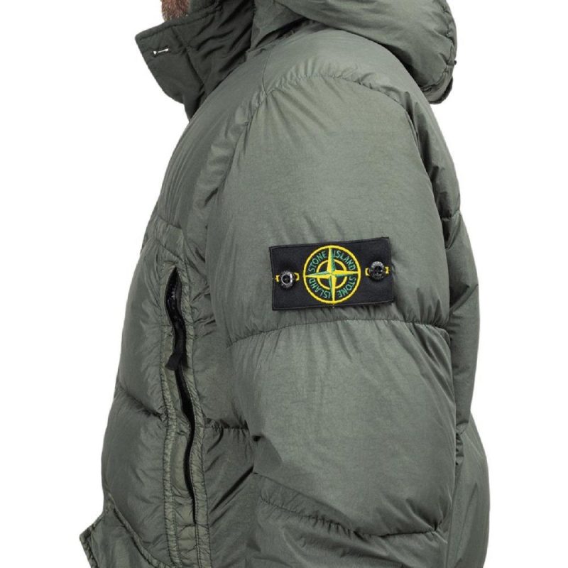 stone island garment dyed crinkle reps ny down jacket dunkelgrun 186037